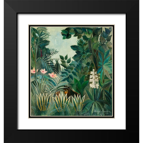 The Equatorial Jungle Black Modern Wood Framed Art Print with Double Matting by Pictufy