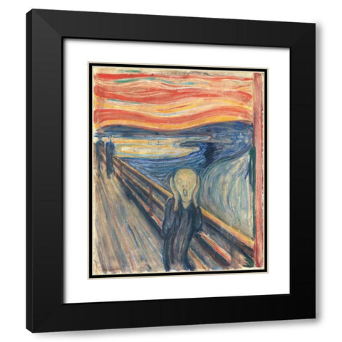 Skriet - The Scream Black Modern Wood Framed Art Print with Double Matting by Pictufy