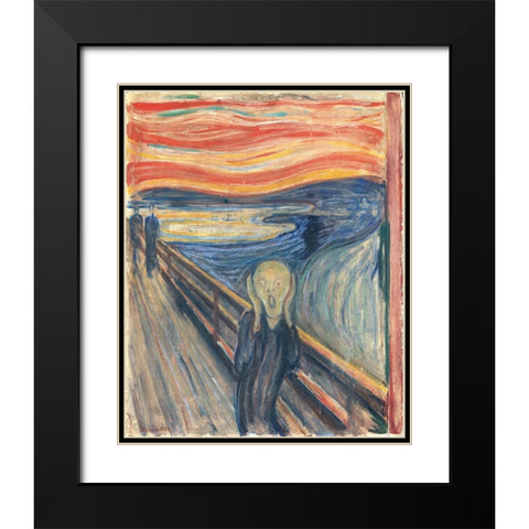 Skriet - The Scream Black Modern Wood Framed Art Print with Double Matting by Pictufy