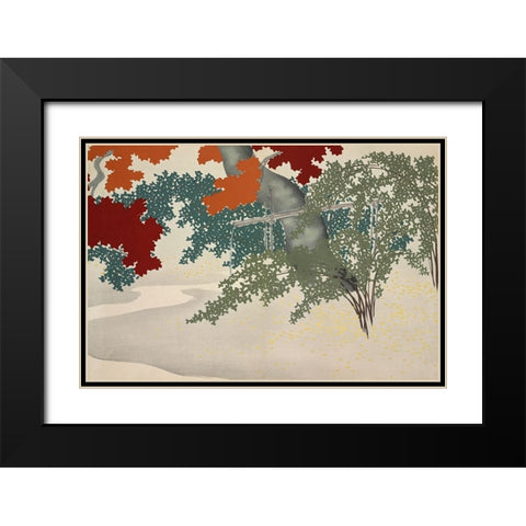 Maple from Momoyogusa Black Modern Wood Framed Art Print with Double Matting by Pictufy