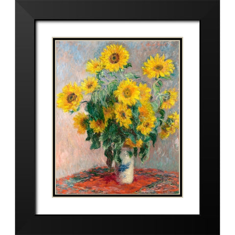 Bouquet Of Sunflowers Black Modern Wood Framed Art Print with Double Matting by Pictufy