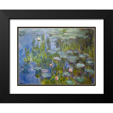 Water Lilies 1915 Black Modern Wood Framed Art Print with Double Matting by Pictufy