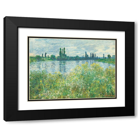 Banks Of The Seine Black Modern Wood Framed Art Print with Double Matting by Pictufy