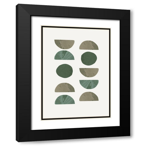 Collage Green Black Modern Wood Framed Art Print with Double Matting by Pictufy Studio