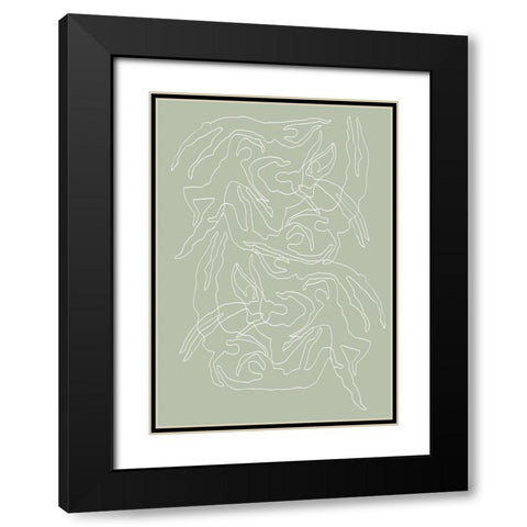 Swimmers Green Black Modern Wood Framed Art Print with Double Matting by Pictufy Studio II