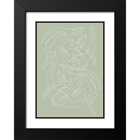 Swimmers Green Black Modern Wood Framed Art Print with Double Matting by Pictufy Studio II