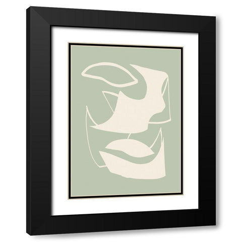 Shape Green Black Modern Wood Framed Art Print with Double Matting by Pictufy Studio