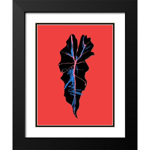 Alocasia Polly Red Black Modern Wood Framed Art Print with Double Matting by Gulina, Francesco