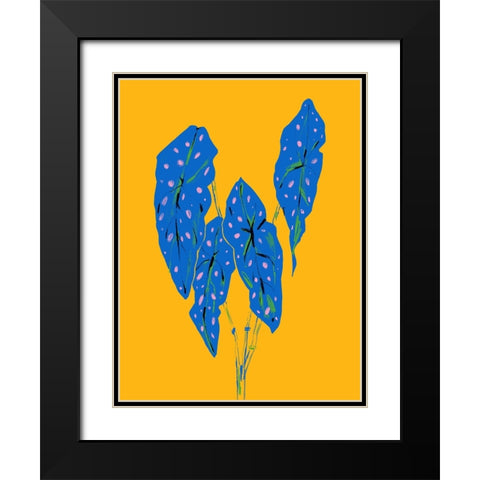 Begonia Maculata Blue and Yellow Black Modern Wood Framed Art Print with Double Matting by Gulina, Francesco