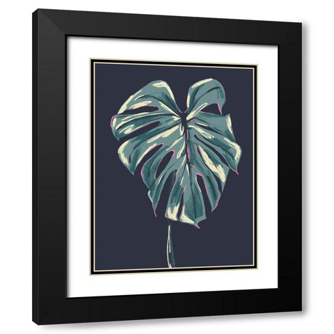 Monstera Deliciosa Dark Black Modern Wood Framed Art Print with Double Matting by Gulina, Francesco