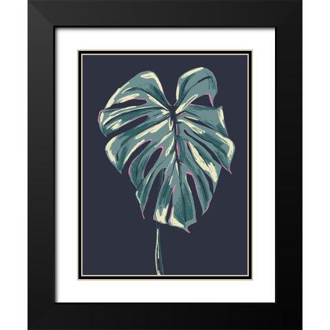 Monstera Deliciosa Dark Black Modern Wood Framed Art Print with Double Matting by Gulina, Francesco
