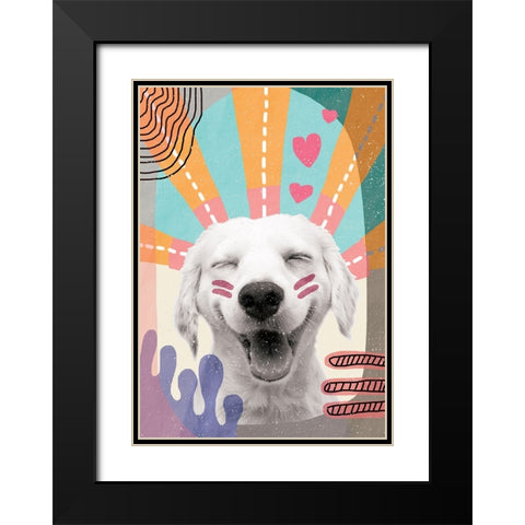 Inspired Dog Black Modern Wood Framed Art Print with Double Matting by Demir, Aylin