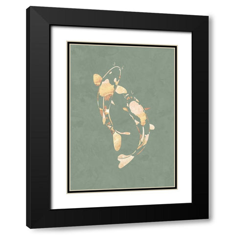 Sage Green Gold Koi Fish 2 Black Modern Wood Framed Art Print with Double Matting by Manovski, Sarah