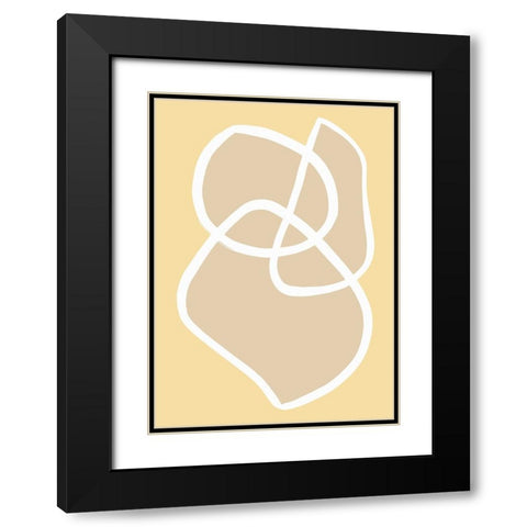 Shape 13 Yellow Black Modern Wood Framed Art Print with Double Matting by Pictufy Studio