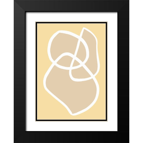 Shape 13 Yellow Black Modern Wood Framed Art Print with Double Matting by Pictufy Studio