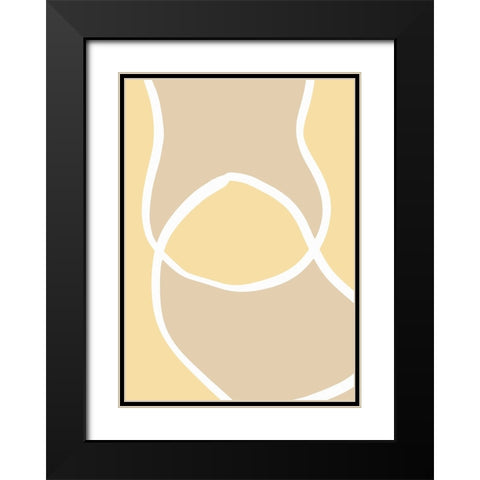 Shape 12 Yellow Black Modern Wood Framed Art Print with Double Matting by Pictufy Studio