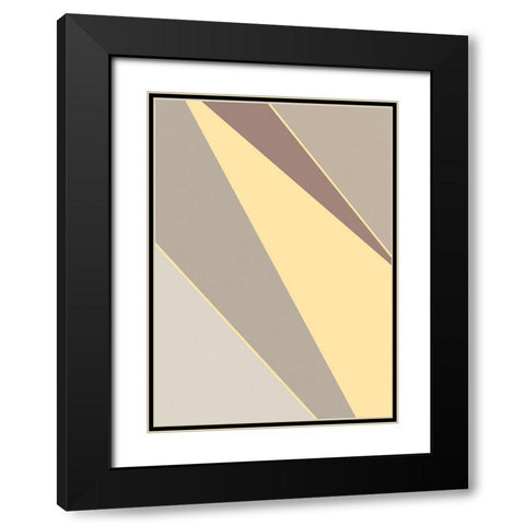 Abstract Shapes Yellow Black Modern Wood Framed Art Print with Double Matting by Pictufy Studio