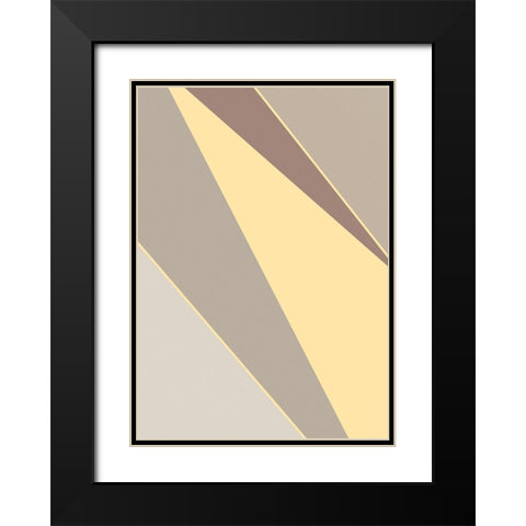 Abstract Shapes Yellow Black Modern Wood Framed Art Print with Double Matting by Pictufy Studio