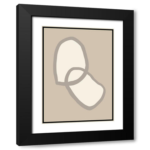 Shape 10 Beige Black Modern Wood Framed Art Print with Double Matting by Pictufy Studio
