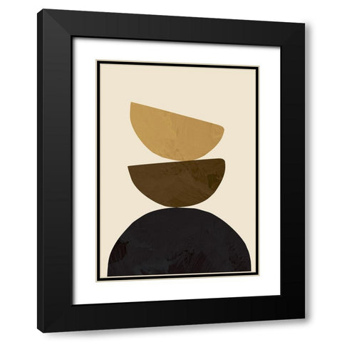 Geometrical Yellow Black Modern Wood Framed Art Print with Double Matting by Pictufy Studio