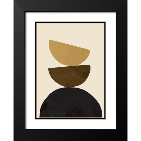Geometrical Yellow Black Modern Wood Framed Art Print with Double Matting by Pictufy Studio