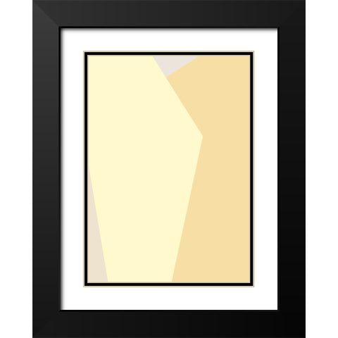 Abstract Yellow Black Modern Wood Framed Art Print with Double Matting by Pictufy Studio