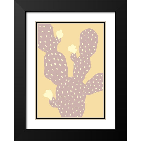 Cactus Yellow Black Modern Wood Framed Art Print with Double Matting by Pictufy Studio