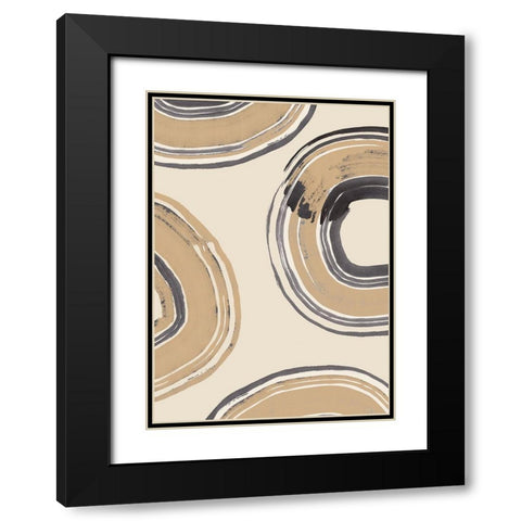Abstract Circles Black Modern Wood Framed Art Print with Double Matting by Pictufy Studio