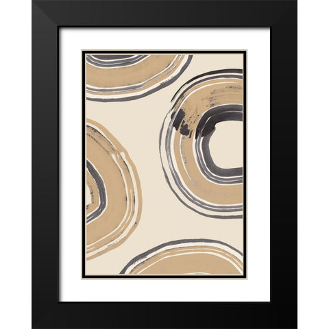 Abstract Circles Black Modern Wood Framed Art Print with Double Matting by Pictufy Studio