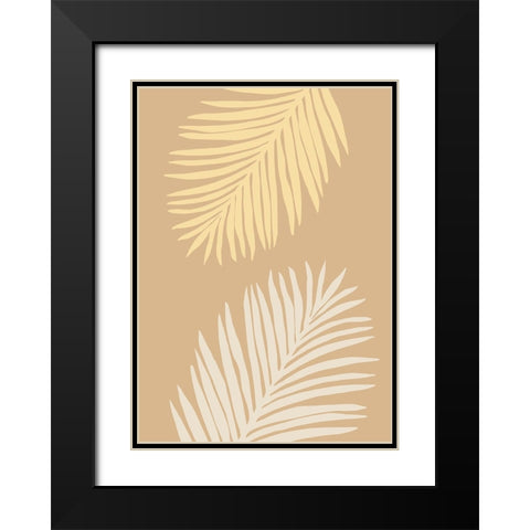 Leaves Yellow Black Modern Wood Framed Art Print with Double Matting by Pictufy Studio