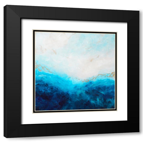 Blue Sea-golden Sunlight 1 Black Modern Wood Framed Art Print with Double Matting by Wattre, Francoise