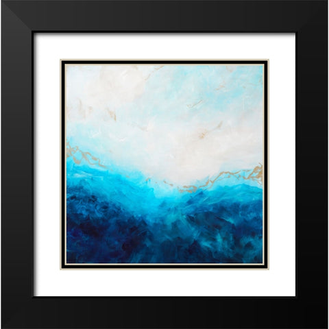Blue Sea-golden Sunlight 1 Black Modern Wood Framed Art Print with Double Matting by Wattre, Francoise
