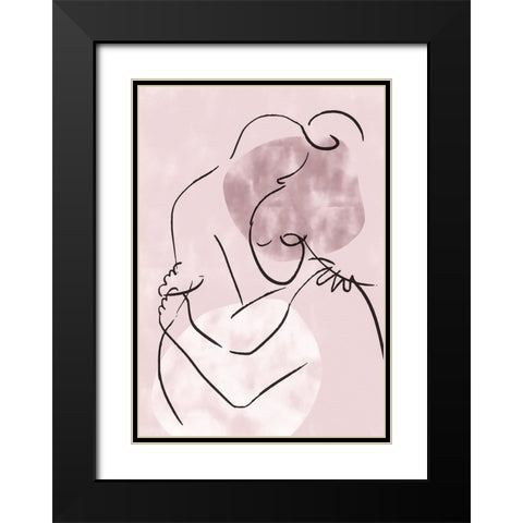 Lovers Hug Black Modern Wood Framed Art Print with Double Matting by Pictufy Studio II