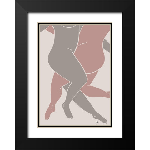 Lovers Pink Black Modern Wood Framed Art Print with Double Matting by Pictufy Studio II