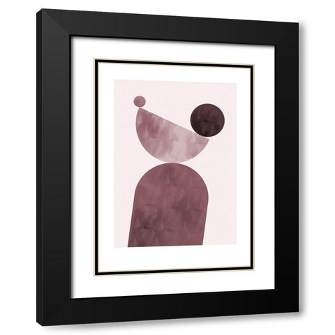 Geometrical Shapes Purple Black Modern Wood Framed Art Print with Double Matting by Pictufy Studio II