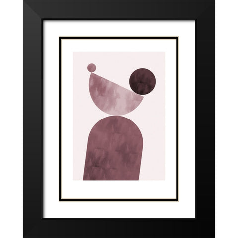 Geometrical Shapes Purple Black Modern Wood Framed Art Print with Double Matting by Pictufy Studio II