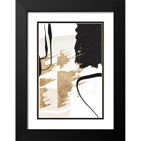 Abstract Black and Gold-6 Black Modern Wood Framed Art Print with Double Matting by Moss, Sally Ann