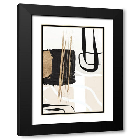 Abstract Black and Gold-5 Black Modern Wood Framed Art Print with Double Matting by Moss, Sally Ann