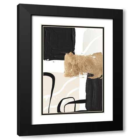 Abstract Black and Gold-4 Black Modern Wood Framed Art Print with Double Matting by Moss, Sally Ann
