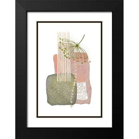 Delicate Pink and Green-3 Black Modern Wood Framed Art Print with Double Matting by Moss, Sally Ann