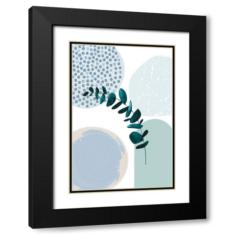Blue green boho-2 Black Modern Wood Framed Art Print with Double Matting by Moss, Sally Ann