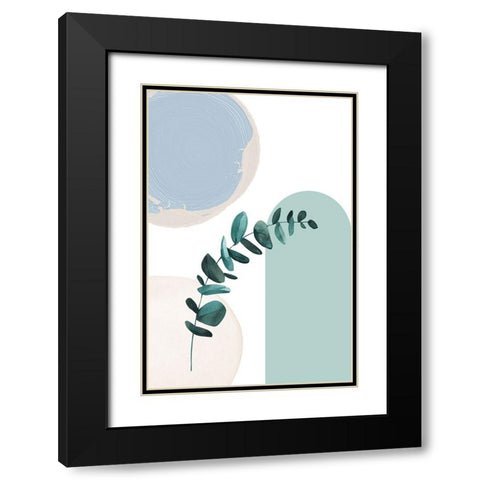 Blue green boho-1 Black Modern Wood Framed Art Print with Double Matting by Moss, Sally Ann
