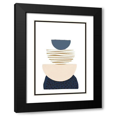 boho blue-3 Black Modern Wood Framed Art Print with Double Matting by Moss, Sally Ann