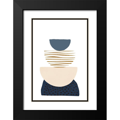 boho blue-3 Black Modern Wood Framed Art Print with Double Matting by Moss, Sally Ann