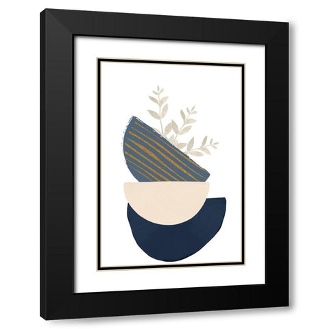 boho blue-2 Black Modern Wood Framed Art Print with Double Matting by Moss, Sally Ann