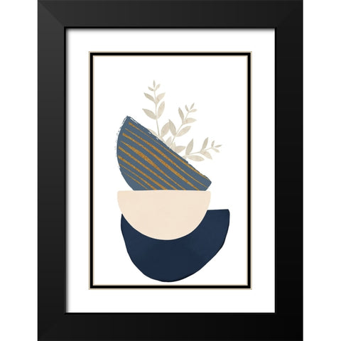 boho blue-2 Black Modern Wood Framed Art Print with Double Matting by Moss, Sally Ann