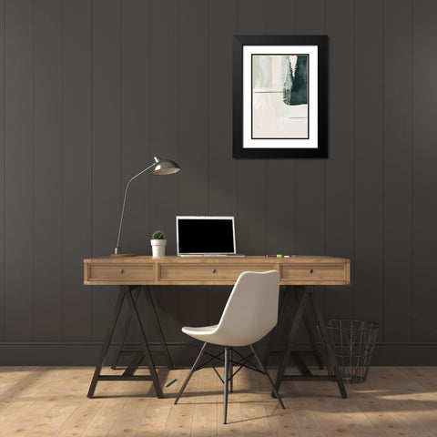Abstract Shapes in Green-2 Black Modern Wood Framed Art Print with Double Matting by Moss, Sally Ann