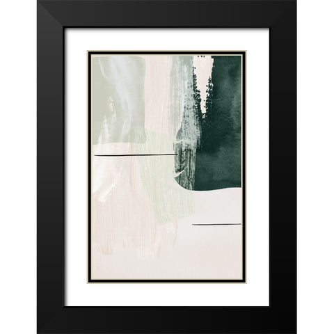 Abstract Shapes in Green-2 Black Modern Wood Framed Art Print with Double Matting by Moss, Sally Ann