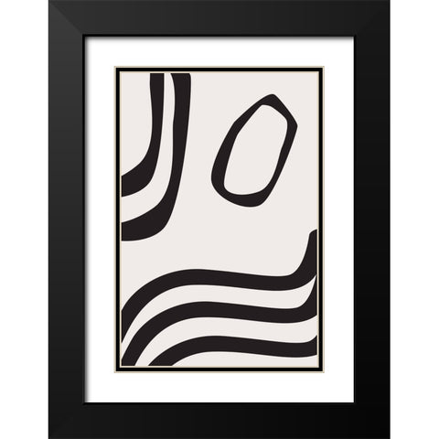 Black Curves Black Modern Wood Framed Art Print with Double Matting by Moss, Sally Ann