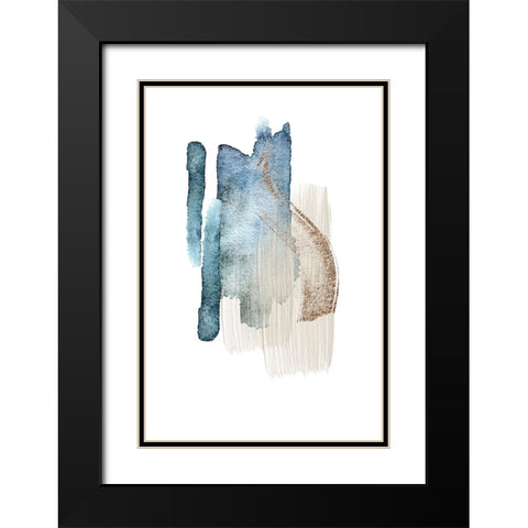 Atlantic Blue Abstract-2 Black Modern Wood Framed Art Print with Double Matting by Moss, Sally Ann